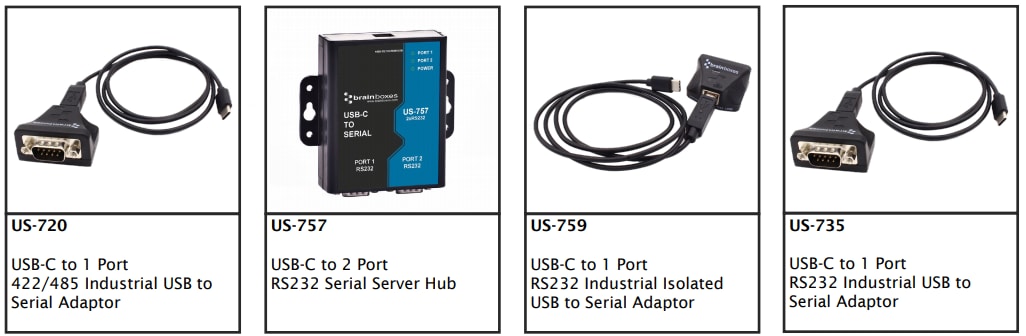 Brainboxes USB-C to Serial Adapters